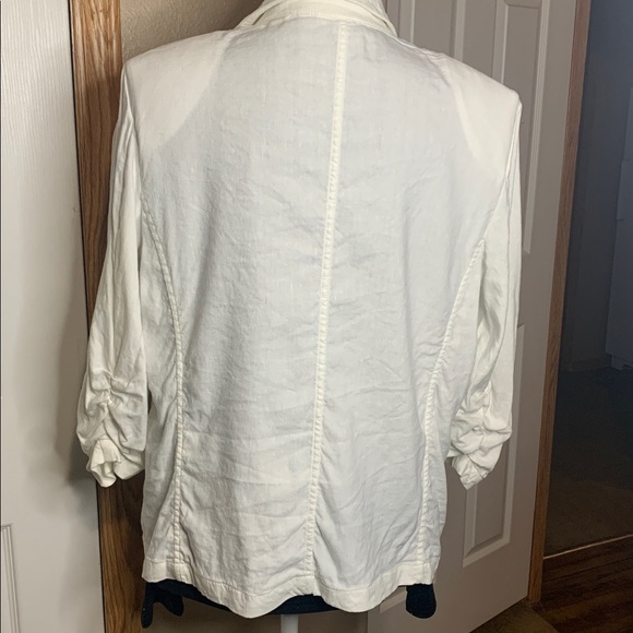 CHICOS White Linen Single Button Bracelet Sleeves Blazer Size Medium - Picture 5 of 5